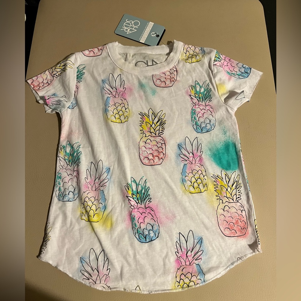 Chaser White Rainbow pineapple T-shirt size 6 NWT